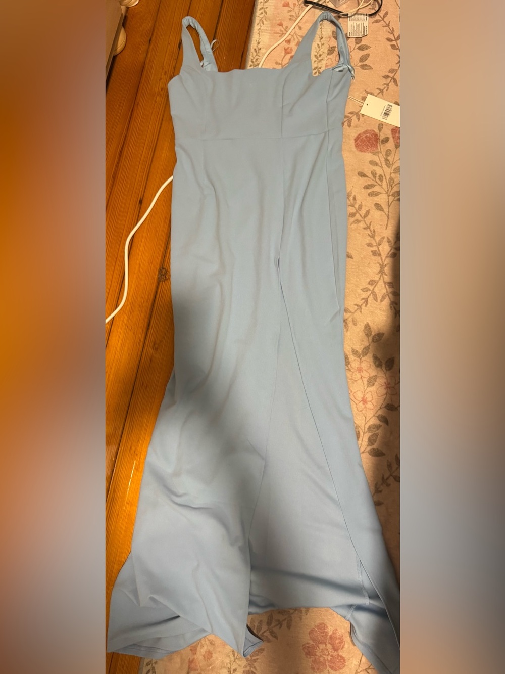 Light Blue Maxi Dress with Slim Strap Silhouette